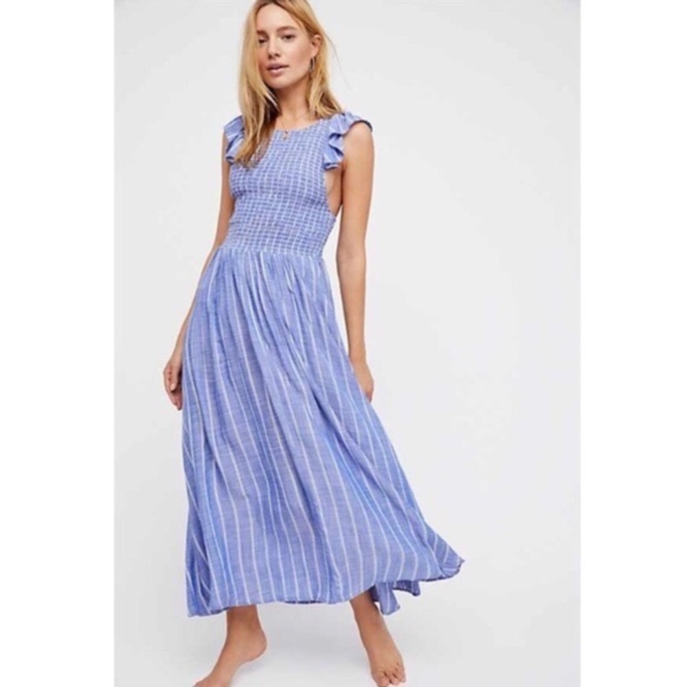 Free People Chambray Butterflies Midi Dress